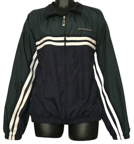 Speedo Jacket Men M Blue Windbreaker 1996 Atlanta Olympics Graphic