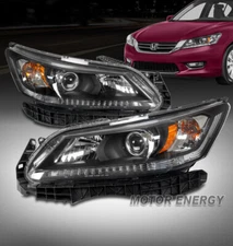 For 13-15 Honda Accord Sedan 4DR Projector Headlights Lamp Black Left+Right Pair