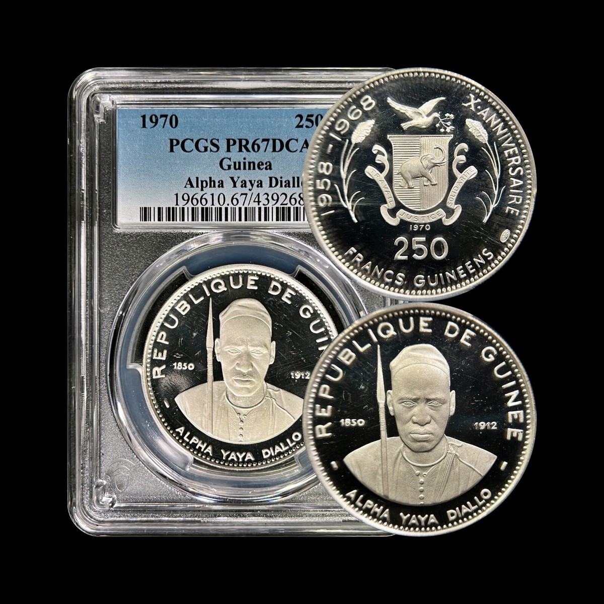 GUINEA. 1970, 250 Francs, Silver - PCGS PR67 - Top Pop
