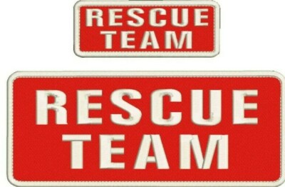 Rescue Team embroidery patches 4x10 and 2x5 hook on back red white | eBay