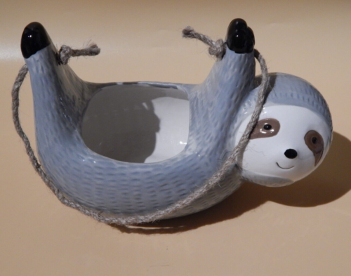 The Spring Shop Ceramic Holder w/Rope/8.27" x 5.75"/Sloth - Picture 1 of 4