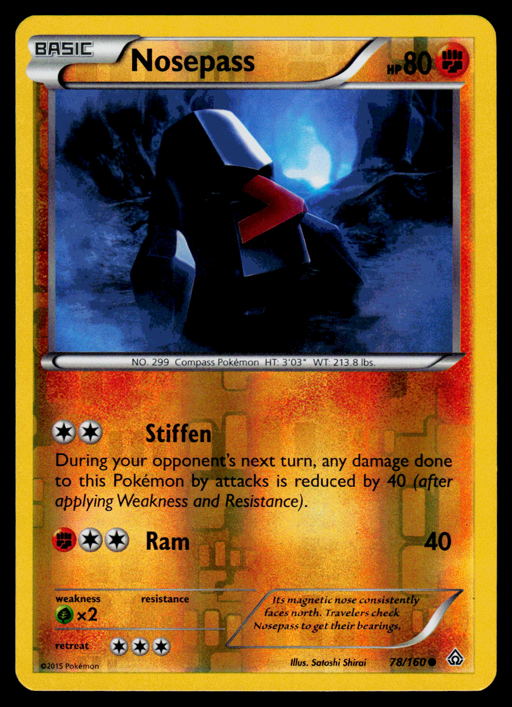 Pokemon - XY - Primal Clash Nosepass 78/160 Reverse Holo - NM