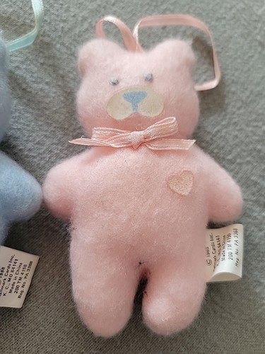 Vintage Hallmark Pink/blue Bear plush Small set of 2 1988 little 3" - Picture 2 of 10