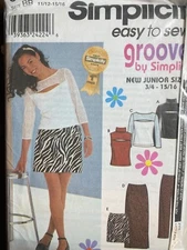 9360 Simplicity Easy To Sew Goove Jr. Skirt,Pants,& Knit Top 11/12-15/16 UnCut 