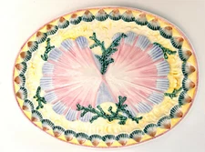 VIETRI ITALY ACQUARELLO LARGE OVAL SERVING PLATE PLATTER SCALLOP SHELL SEAFOOD