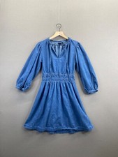 Gap Womens Blue Denim Dress Fit & Flare V-Neck Long Sleeve Size Small