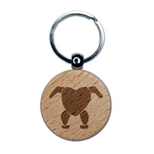 Headless Chicken Engraved Wood Round Keychain Tag Charm
