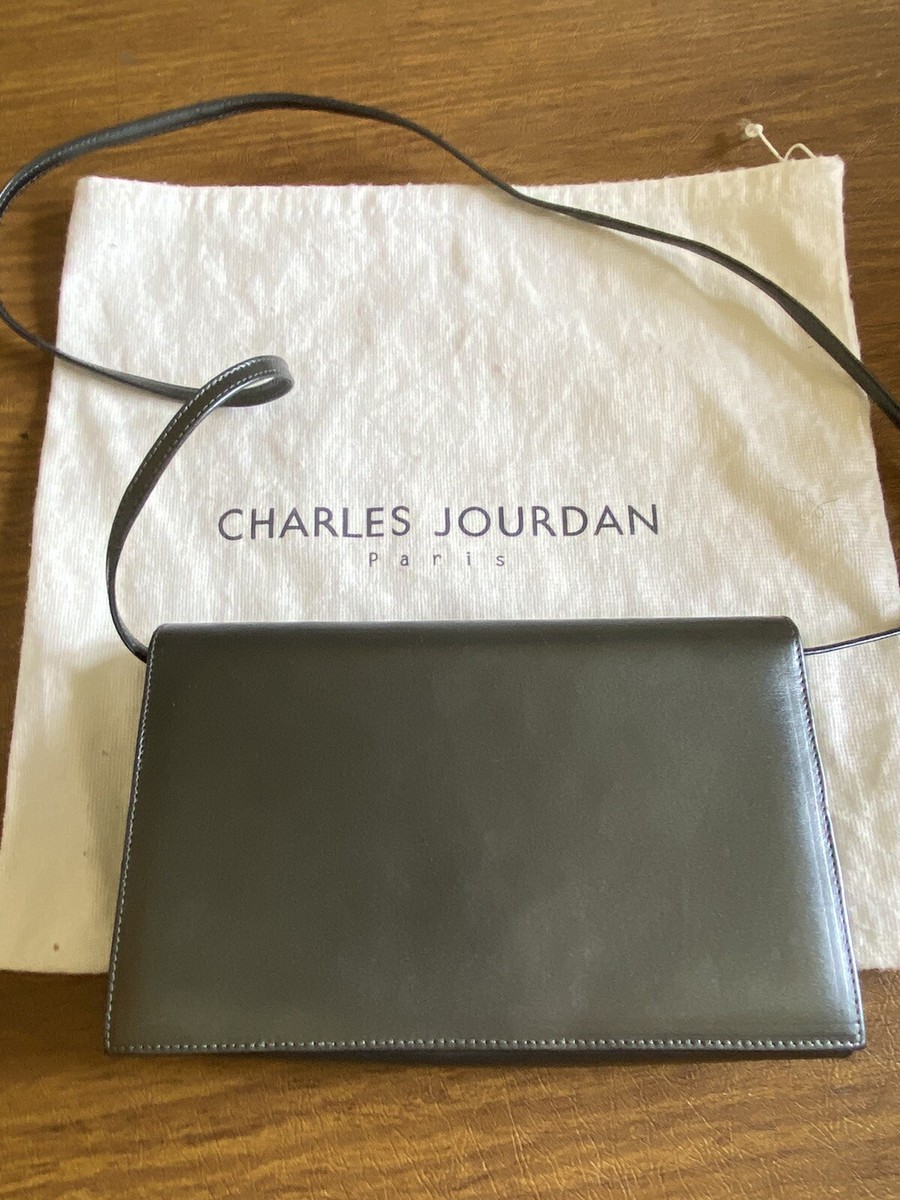 Charles Jourdan Classic Black Clutch Bag w/ Shoulder Strap