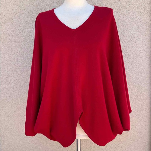 St. John Red Dolman Batwing Thick Knit Blouse S Wool Blend