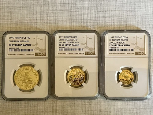 Kiribati 1999 Christmas Island 3 Coins Gold NGC PF69 ULTRA CAMEO Set SKU#6897