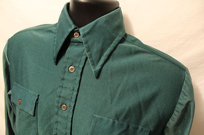 Men's Bud Berma L/S button Front shirt Sz M 100% Nylon Green