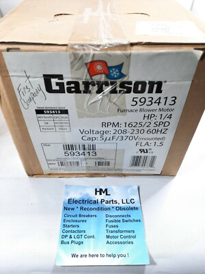 GARRISON, 593413, HP:1/4, RPM:1625, 230V, 2 SPEED, DIRECT DRIVE BLOWER *NEW