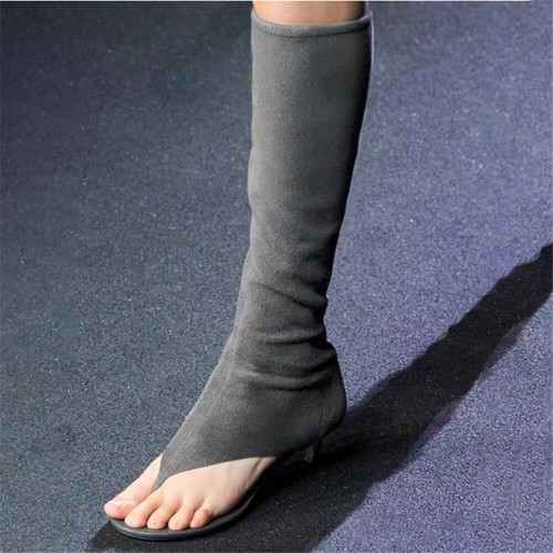 American Style Runway Womens Sandals Knee High Boots Stretchy Mid Stiletto Heels - Picture 8 of 32
