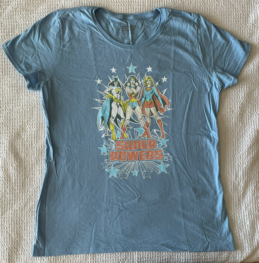 Justice League Womens XXL 2XL T-shirt Light Blue Wonder Woman DC