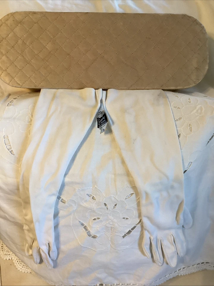 Luvas vintage acolchoadas de cetim 3 pares vintage longas, antebraço, pulso - Imagem 4 de 4