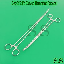 New 2pc Set 14"  16" Curved Hemostat Forceps Locking Clamps Stainless Steel