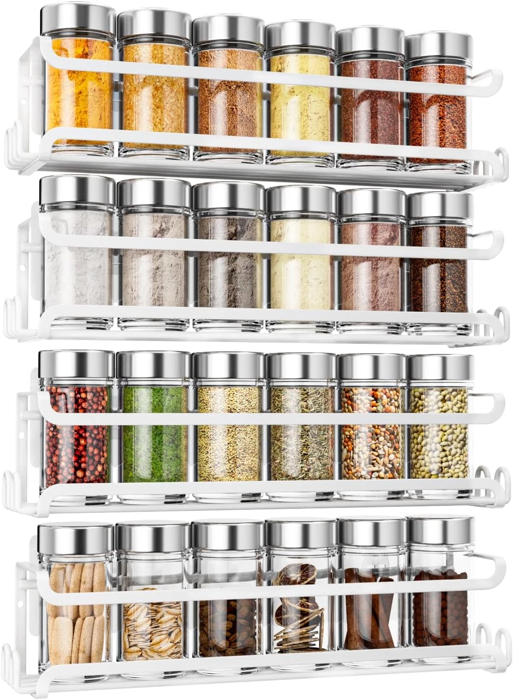 4 Pack Wall Mounted Spice Rack with 16 Hooks, Spice Rack Organizer for Cabine
Opens in a new window