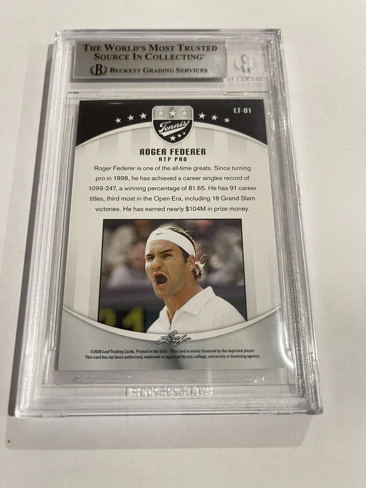 Roger Federer Signed 2020 Leaf Tennis Card IP Slabbed Beckett BAS COA b - Image 2 of 2
