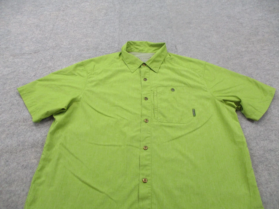 Merrell Shirt Mens Extra Large Green Hiking Short Sleeve Button Up Camp UPF - Image 2 of 4
