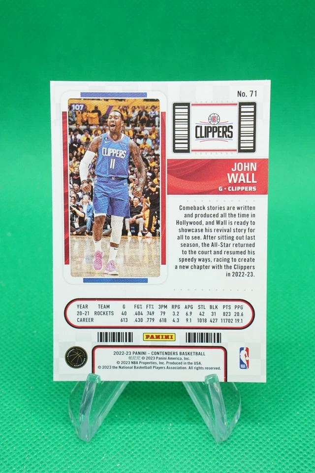 (2 Cards) 2022-23 Contenders Season Ticket #71 John Wall AS1 - Image 4 of 4