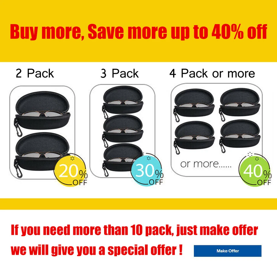 Estuche portátil con cremallera para gafas de sol estuche gafas almeja carcasa dura protector Foto 2 de 4