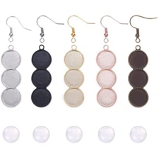 1box 160pcs Earring Making with Alloy Pendant Cabochon Settings Clear Glass