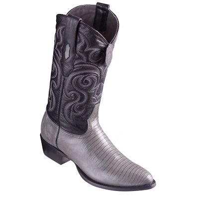 LOS ALTOS MEN GRAY TEJU LIZARD ROUND TOE WESTERN COWBOY BOOT D WIDTH 650709