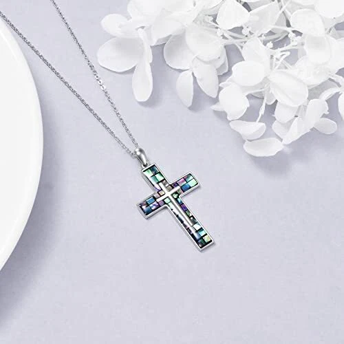 YFN Cross Necklace Sterling Silver Abalone Shell Cross Pendant Jewelry Gifts eBay