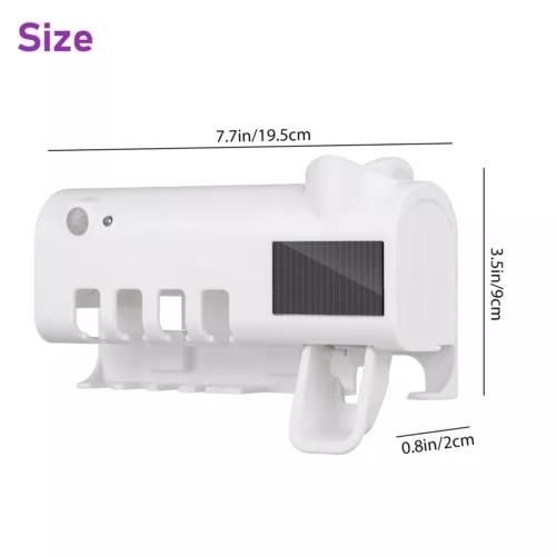 Toothbrush Holder UV Light Sterilizer Cleaner and Automatic Toothpaste Dispenser - Picture 14 of 15