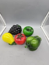 Glass Fruit and Vegetables Art Deco Murano Style Lot 5 Pieces Farmhouse