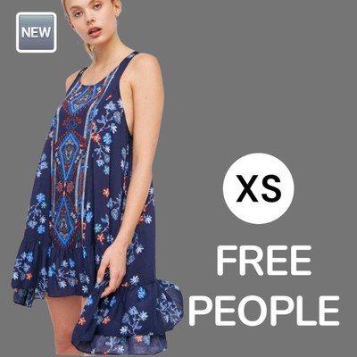   NWOT Free People Dress  Anka Boarder Boho Flare Aztec Floral  Prints - XS