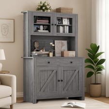 63" Kitchen Pantry Cabinet W/ Drawers Hutch Cabinet W/ Storage Microwave Stand