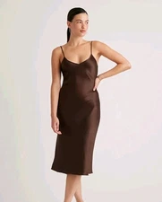 NWT Quince 100% Silk Slip Dress. Medium. Hot Fudge Brown. Washable. Perfect.