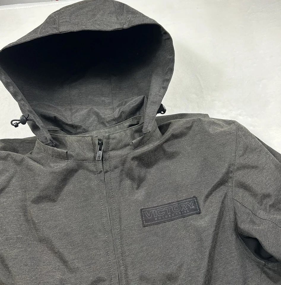 Victory Motorcycles Mens Medium Riding Jacket Dark Gray Padded Hooded *Pls Read* - Image 4 of 4