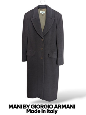 MANI Giorgio Armani 90s Vintage Archive Wool Long Coat Brown Italy 40