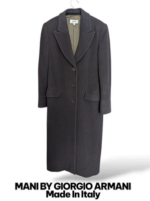 Manteau long MANI Giorgio Armani années 90 vintage archive laine marron Itali... - Photo 1/4