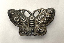 Vintage Large Butterfly Concho Silver Tone Metal Belt Leather Craft Mount 3"
