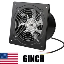 6" Wall-Mounted Exhaust Fan Ventilation Extractor Fan 110V Square Blower Black