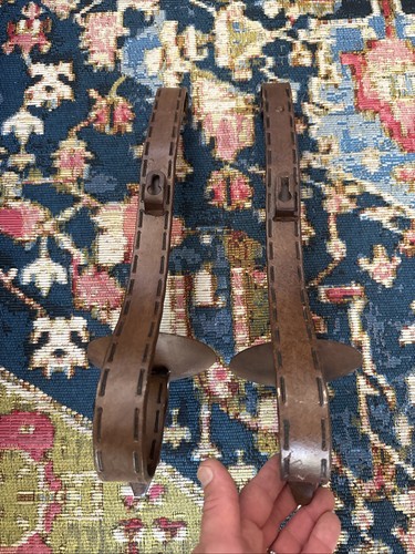 Pair Metal Sculpture Saddle Strap Wall Sconces Equestrian Candleholders - Picture 7 of 11