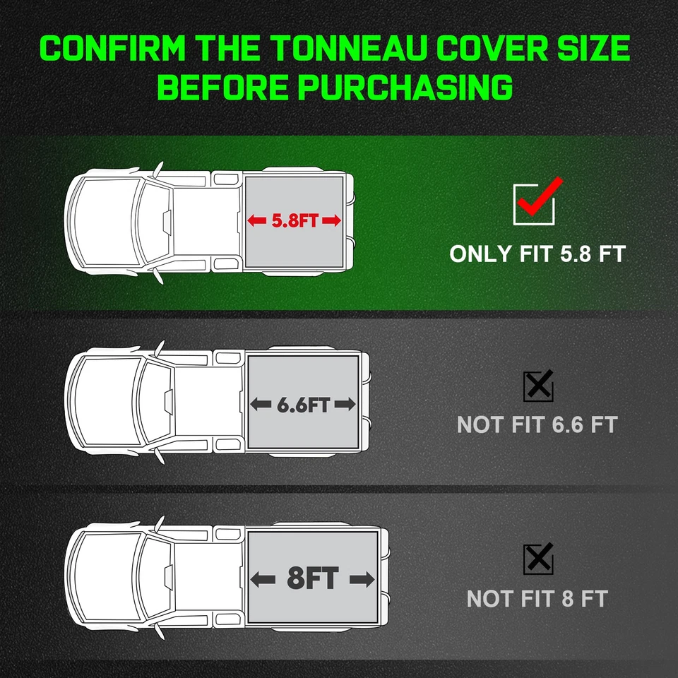 5.8FT Soft Roll-up Tonneau Cover for 19-25 Chevy Silverado/ GMC Sierra 1500 - Image 3 of 4