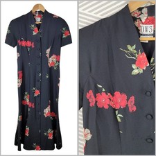 Vintage 90s Floral Party Shirt Dress 12 Medium Cottagecore Button Front alt