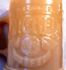 Whataburger Buffalo Nickel Glass Embossed Butterscotch 8 oz Coffee Mug VNTG 1983