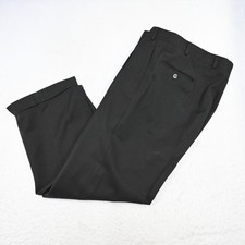 Brooks Brothers Dress Pants Black 100% Wool Pleated USA MADE Mens Size 38 x 28"