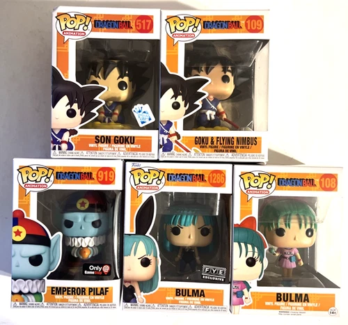 5x Funko Pop Dragon Ball Lot – Goku Bulma Pilaf (1 Box Damaged)