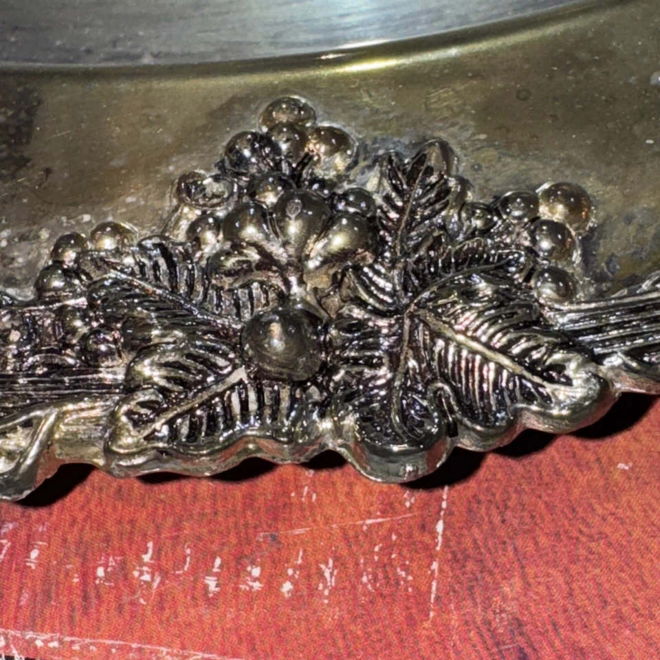 Godinger Silver Art Silver Plated 16” Round Tray Grapevine Border Vintage NIB - Image 4 of 4