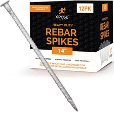 XPOSE SAFETY Spike-12-X Rebar Stakes - 14 Inch Metal Spikes for Asphalt 1/2