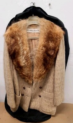 Vintage Gloria SachsWool Coat with Fur Trim Medium 