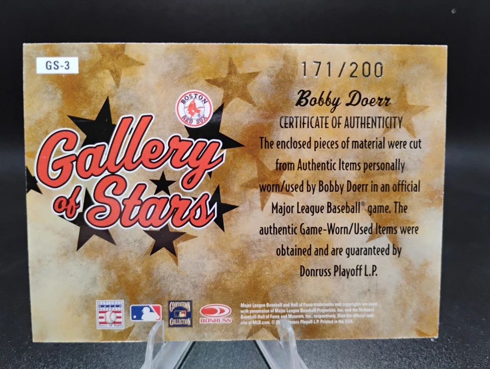 2005 Diamond Kings Gallery of Stars Bobby Doerr GU + Авто 171/200! HOF! Red Sox! - Изображение 2 из 2