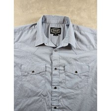 Gibson Trading Company Mens Western Shirt Medium Snap Blue Long Sleeve Read