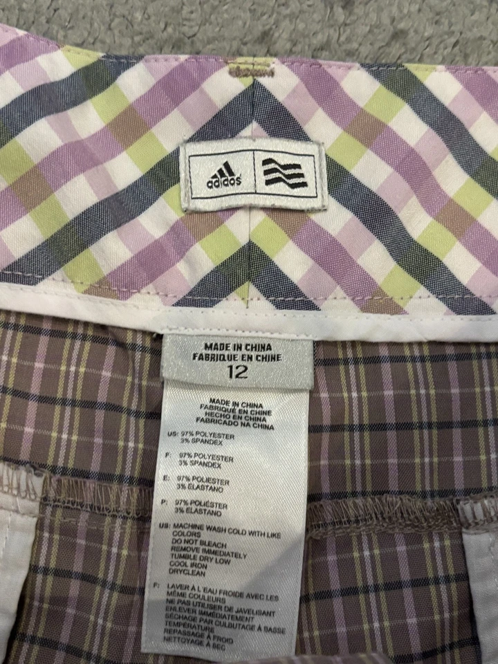 Pantalones Cortos de Golf Adidas Bermudas Para Mujer 12 Púrpura A Cuadros Rendimiento Elastizados Activos Foto 2 de 4